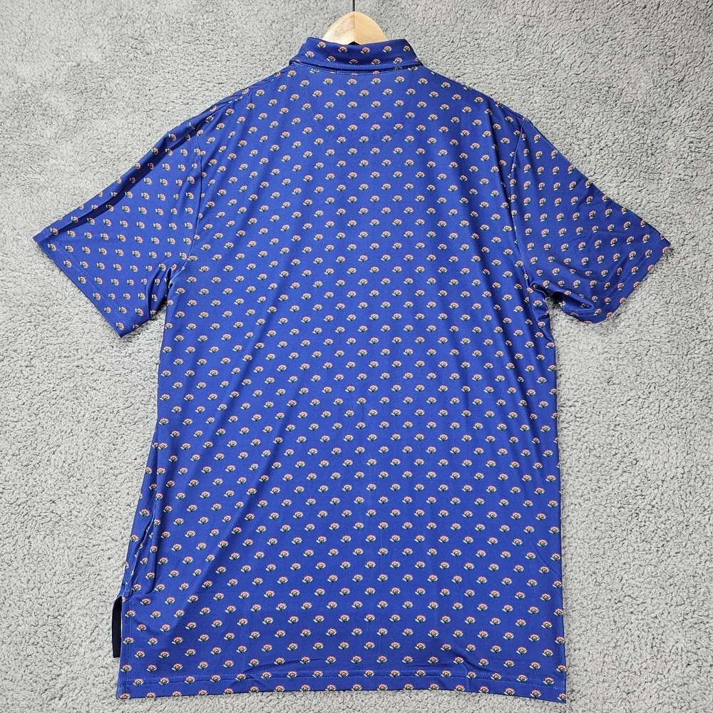 RLX Ralph Lauren Performance Polo Shirt M Blue Floral Micro Print NWT Wicking